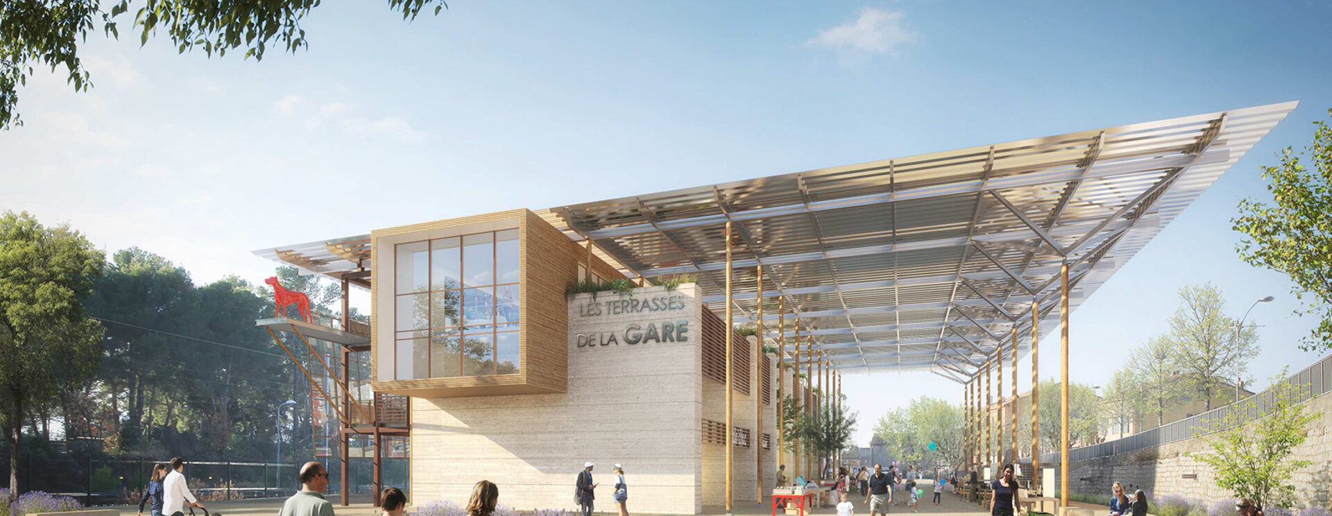 bâtiment blanc avec une partie tout en verre