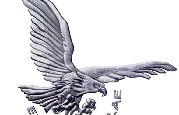 un aigle vole avec en inscription sous ses griffes "erunt aquilae" - Agrandir l'image, fenêtre modale