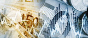 billets et chiffres en jaune et bleu