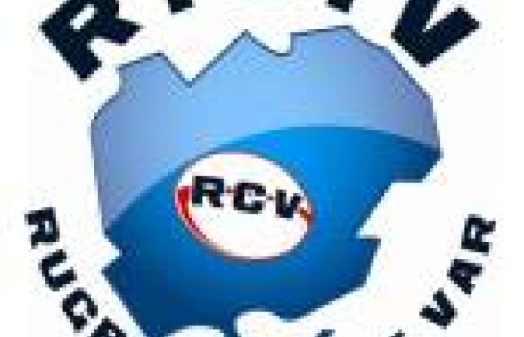 logo du club représenté par le territoire du Var délimité par un polygone bleu à contours noirs et un ballon de rugby blanc et rouge en son centre - Agrandir l'image, fenêtre modale