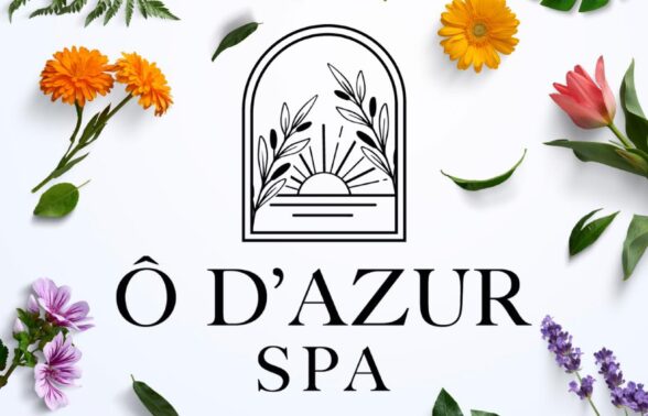 Logo de l'entreprise avec texte et dessin en noir au centre, entouré de fleurs et de plantes, sur fond blanc - Agrandir l'image, fenêtre modale