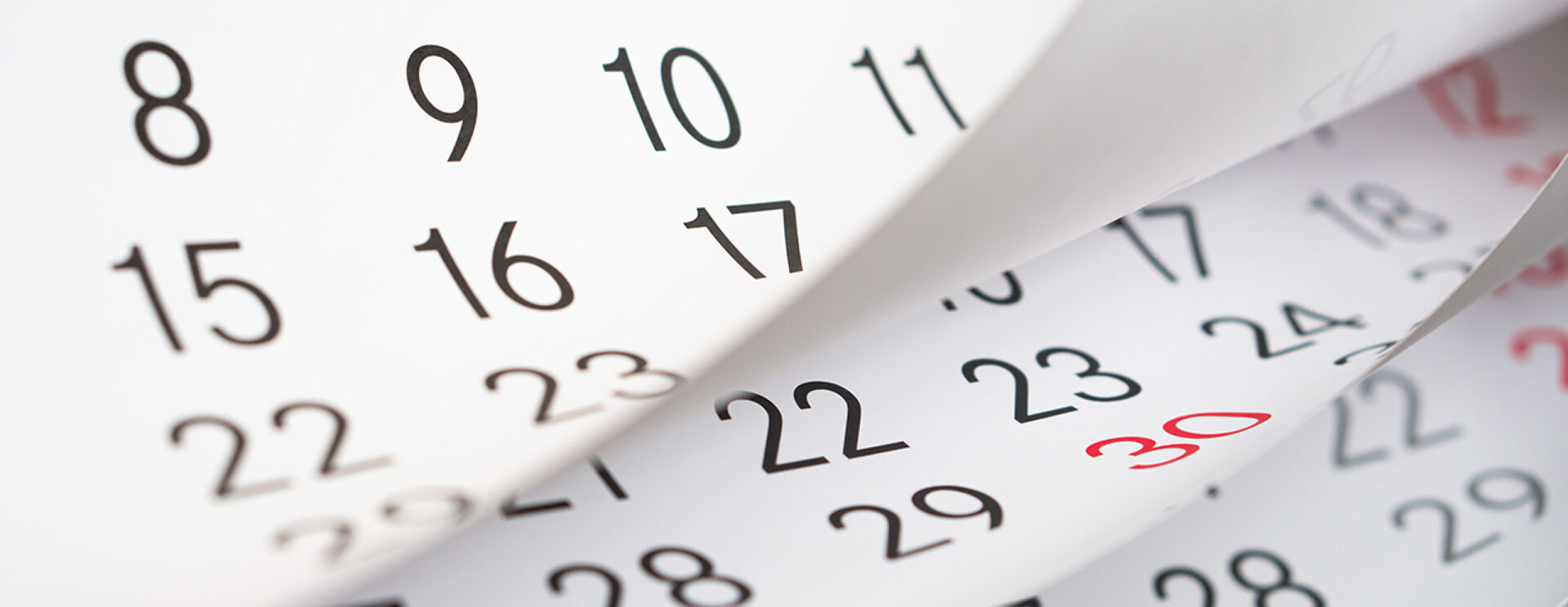 pages d'un calendrier qui se déploient