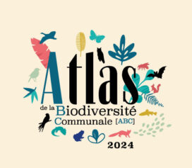 logo atlas de la biodiversité communale avec des couleurs différentes et claires et des silhouettes d'animaux autour. - Agrandir l'image, fenêtre modale
