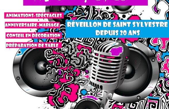 baffles dessinées en arrière plan et titres pour expliquer l'activité de cette association, le tout dans un univers noir, blanc, violet et bleu - Agrandir l'image, fenêtre modale