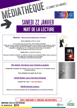 Nuits de la lecture (événement national) - Le programme cannetois